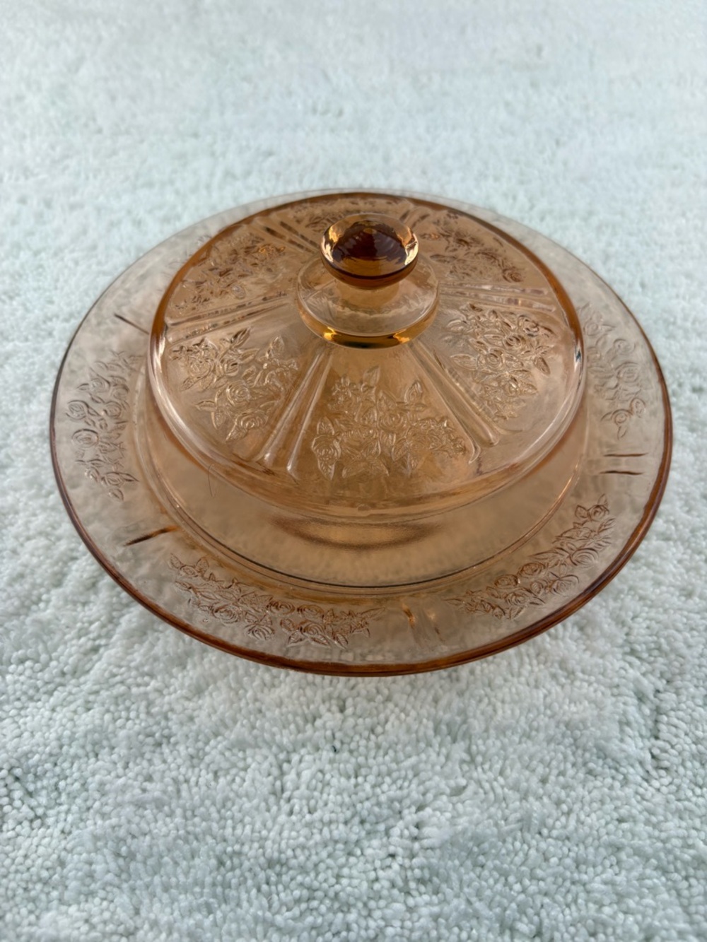 1930’s Federal Glass Co. Pink Depression Glass Covered Lidded Butter Dish